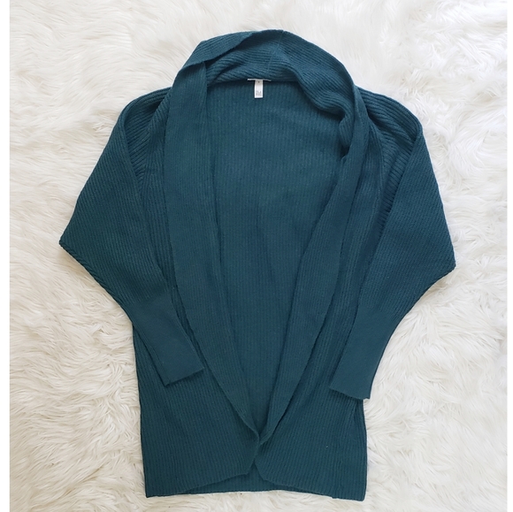 Leith Dolman Sleeve Long Teal Sweater Cardigan - Picture 4 of 8